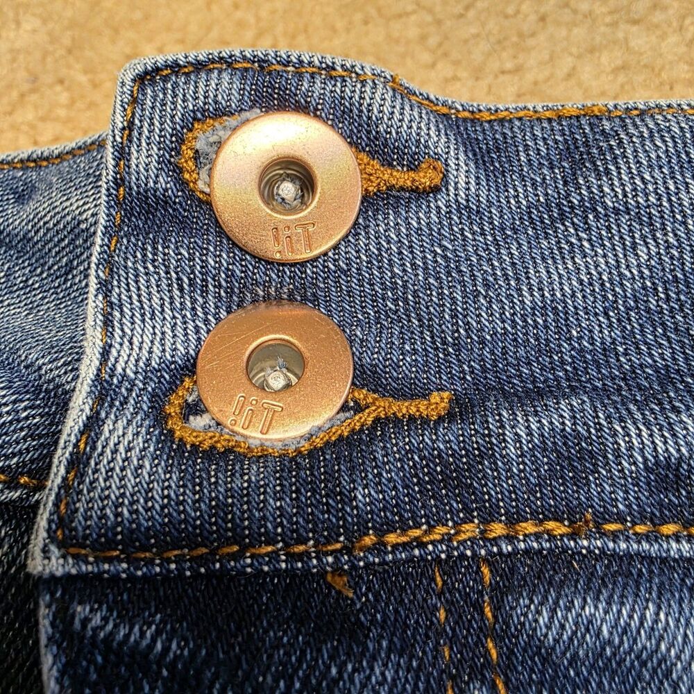 !iT Jeans Midi Denim Skirt Women 12 Blue Stretch Distressed Tatiana Classic - Picture 10 of 11